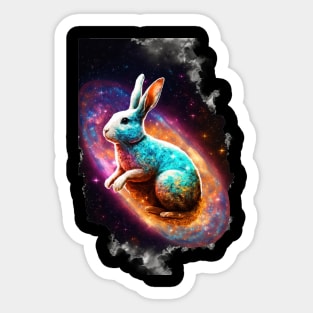 Year of the rabbit chinese zodiac sign dark glowing glaxy Sticker